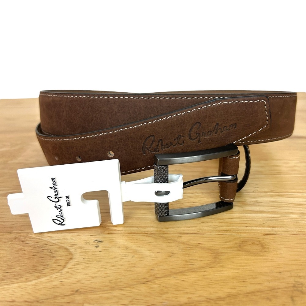 NEW Robert Graham Ripaso Belt Leather Tan Brown Mens Size 40 $98 RG4304895
